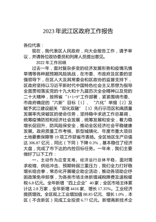 2023年武江区政府工作报告（20230209）