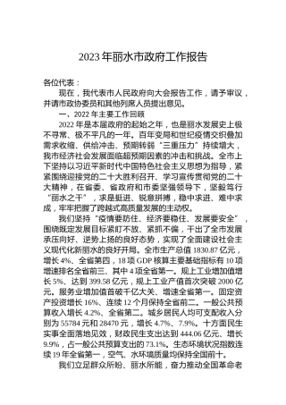 2023年丽水市政府工作报告(20230303)