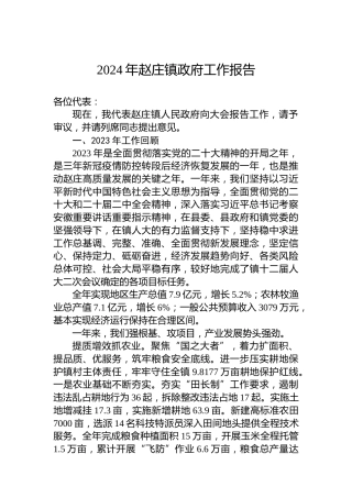 2024年赵庄镇政府工作报告
