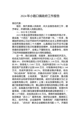 2024年小路口镇政府工作报告