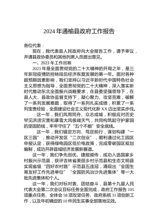 2024年通榆县政府工作报告(20240106)