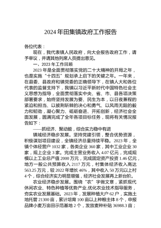2024年田集镇政府工作报告