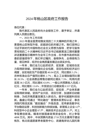 2024年桃山区政府工作报告