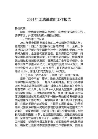 2024年汤池镇政府工作报告