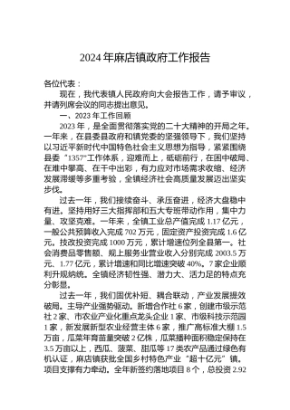 2024年麻店镇政府工作报告