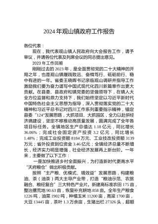2024年观山镇政府工作报告(20240202)