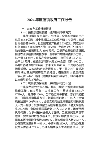 2024年度佳镇政府工作报告