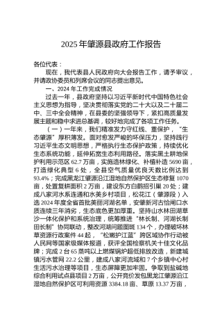 2025年肇源县政府工作报告