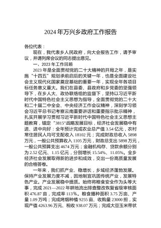 2024年万兴乡政府工作报告（20240208)