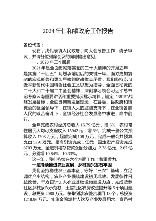 2024年仁和镇政府工作报告