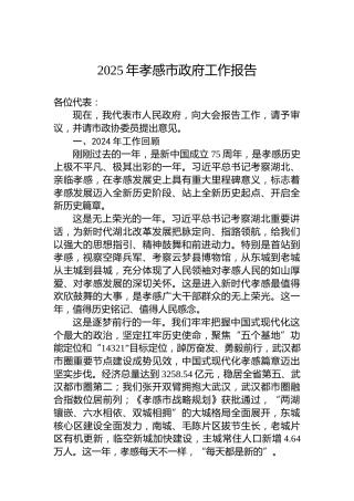 2025年孝感市政府工作报告