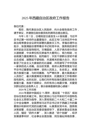 2025年西藏自治区政府工作报告
