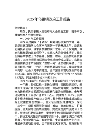 2025年乌镇镇政府工作报告