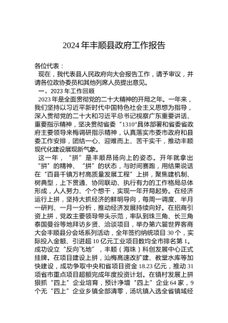 2024年丰顺县政府工作报告(20240203)