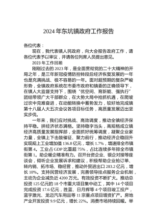 2024年东坑镇政府工作报告(20240222)