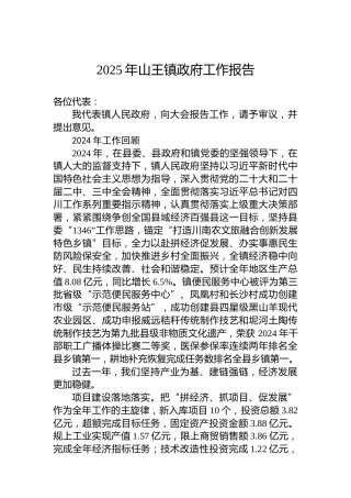 2025年山王镇政府工作报告