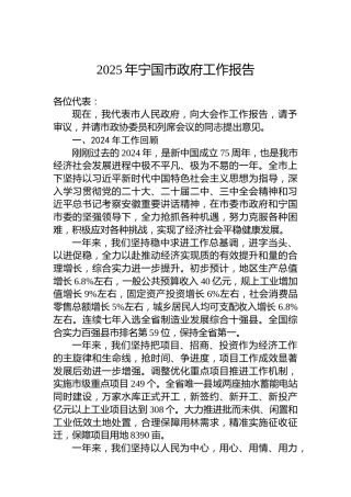 2025年宁国市政府工作报告