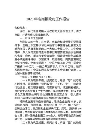 2025年庙岗镇政府工作报告