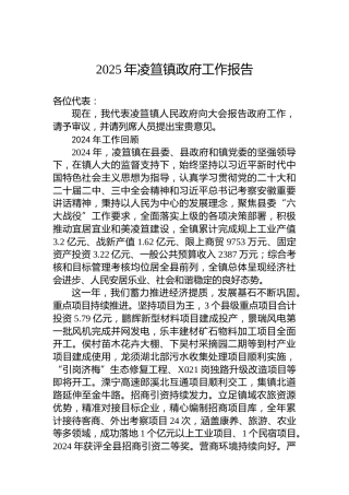 2025年凌笪镇政府工作报告
