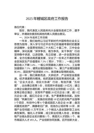 2025年鲤城区政府工作报告