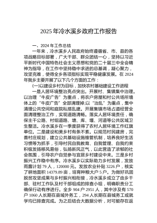 2025年冷水溪乡政府工作报告
