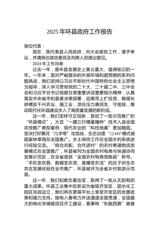 2025年环县政府工作报告
