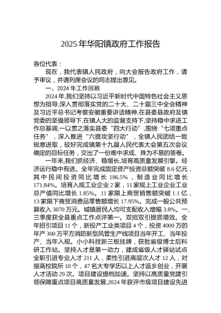 2025年华阳镇政府工作报告