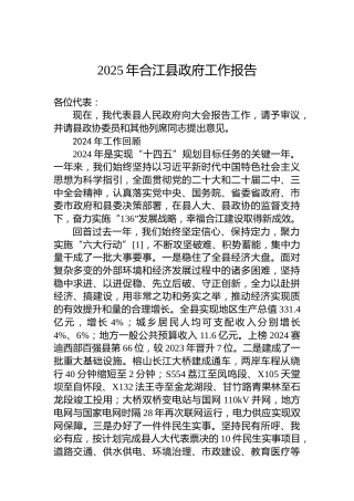 2025年合江县政府工作报告