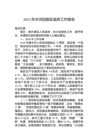 2025年瀍河回族区政府工作报告