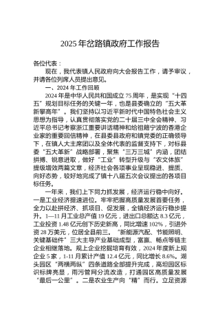 2025年岔路镇政府工作报告