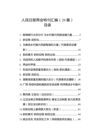 人民日报两会特刊汇编（20篇）