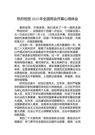 热烈祝贺2023年全国两会开幕心得体会