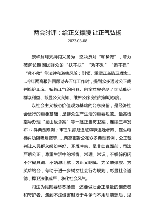 两会时评：给正义撑腰让正气弘扬