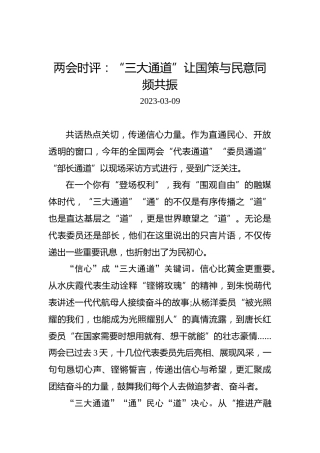两会时评：“三大通道”让国策与民意同频共振