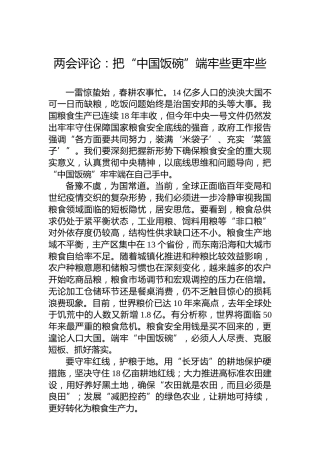 两会评论：把“中国饭碗”端牢些更牢些（20230308）