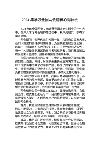 2024年学习全国两会精神心得体会