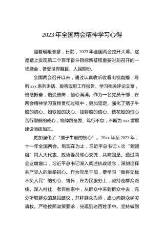 2023年全国两会精神学习心得