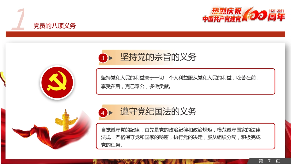 中国共产党党员的义务和权利之建党100周年党建PPT（20210621）_第7页