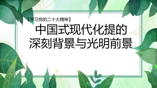 二十大报告宣讲党课讲稿：中国式现代化提出的深刻背景与光明前景（ppt）（盛会）