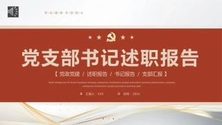 党支部书记述职报告PPT模板简约风格