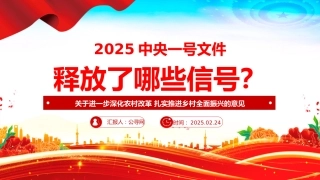 2025中央一号文件释放了哪些新信号PPT党课课件