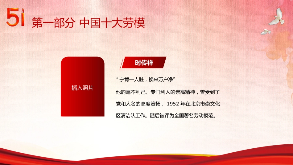 五一劳动节弘扬劳模精神向劳动模范人物学习PPT模板_第7页