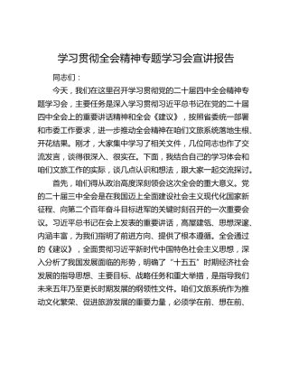 文旅系统学习贯彻四中全会精神专题学习会宣讲报告
