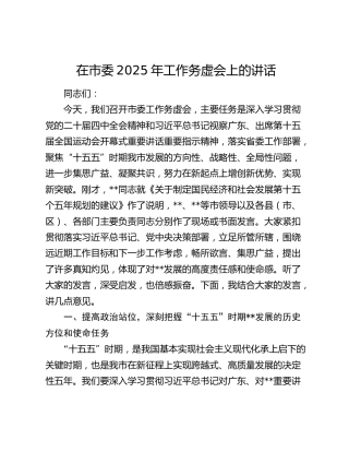 在市委2025年工作务虚会上的讲话