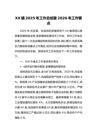 XX镇2025年工作总结暨2026年工作要点