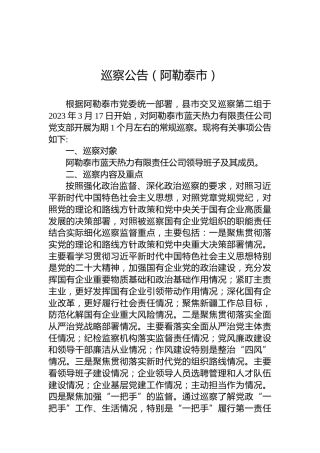 巡察公告（阿勒泰市）