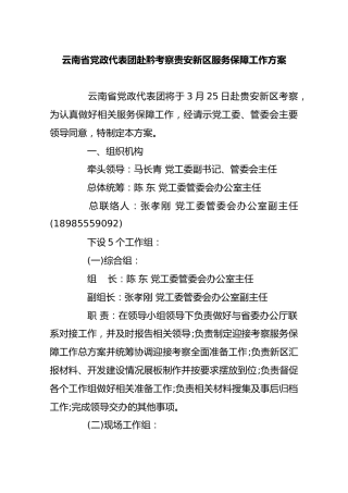 云南省党政代表团赴黔考察贵安新区服务保障工作方案