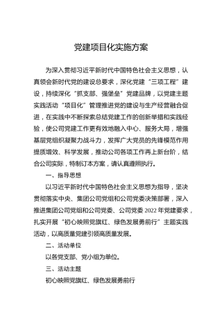 党建项目化实施方案