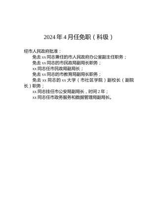 2024年4月任免职（科级）