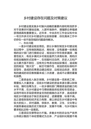 乡村建设存在问题及对策建议